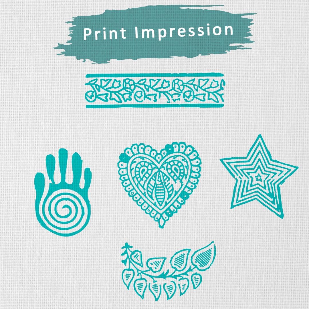 Wooden Block Stamp Hand Carved Printing Stamp for Fabric Printing - Wooden Printing Block for Scrapbooking Pottery Kids Project, to Decorate Card | Set of 5 | HASHCART®