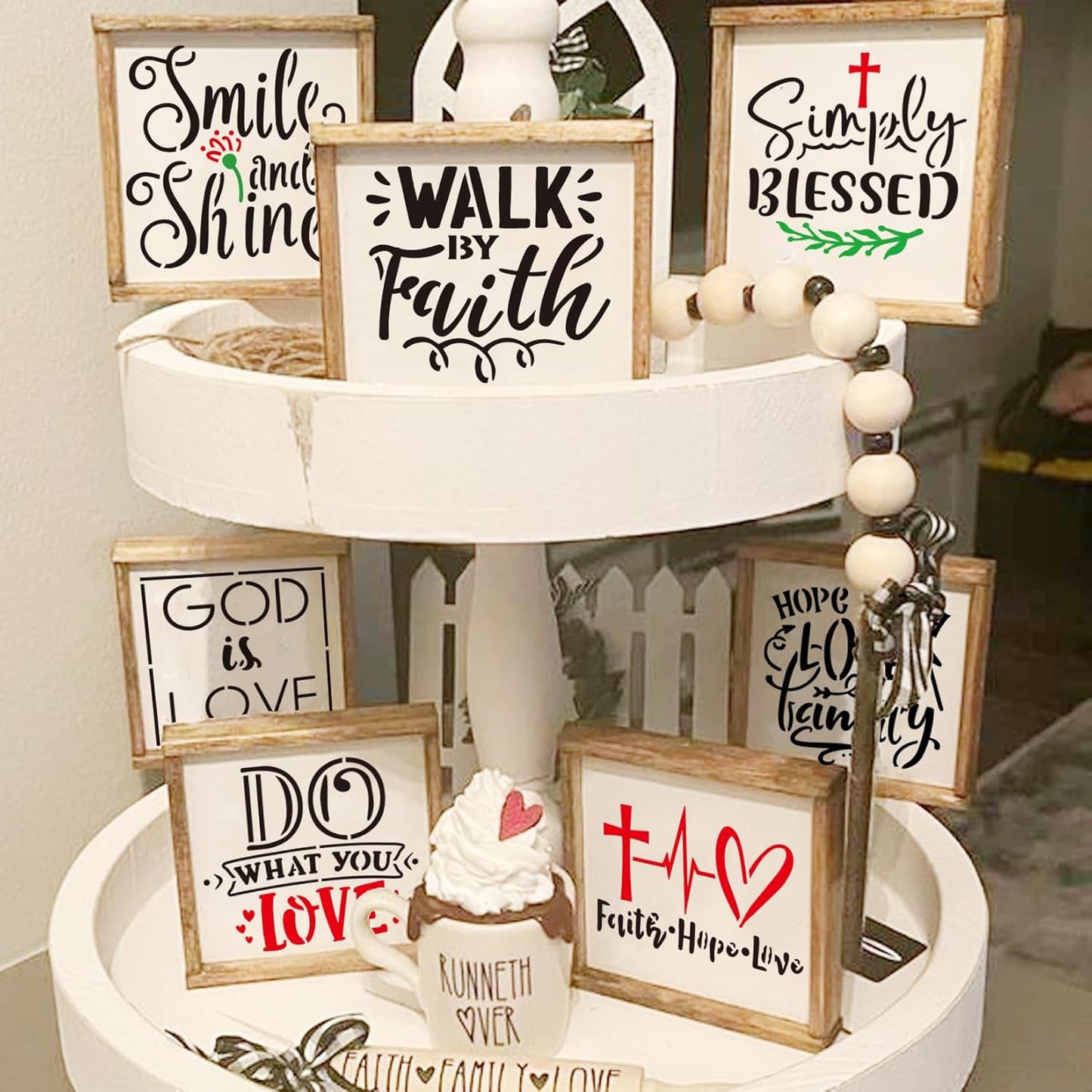 65Pcs Small Stencils for Painting on Wood Reusable, 3 Inch Reusable Stencil for Craft Ornament Paint Template Stencils for Wall Card Rock Wood Signs Coasters Canvas Home Decor (Bible Words)