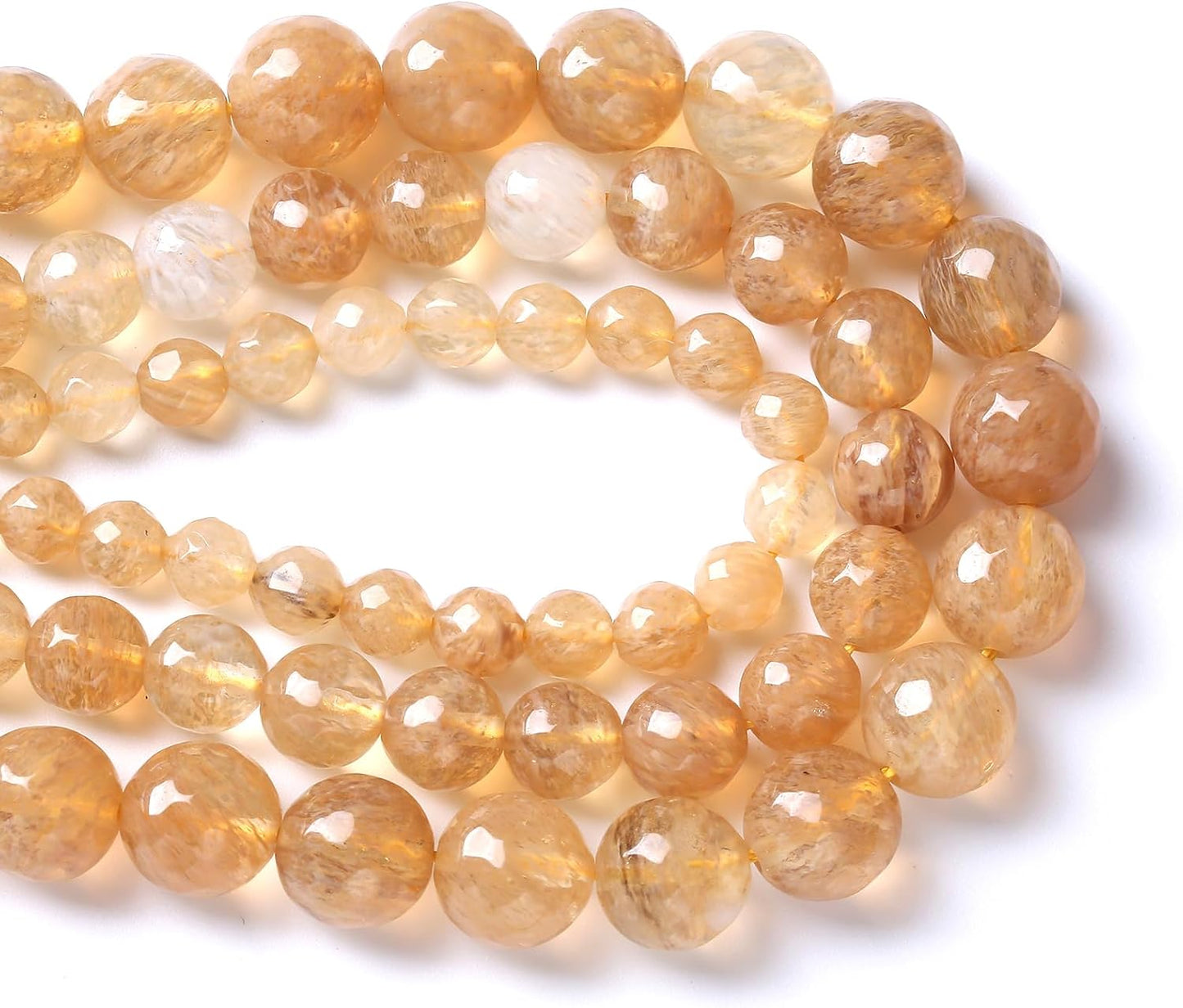 45pcs 8mm Natural Faceted Tea Watermenlon Jade Stone Beads for Jewelry Making Energy Healing Beads DIY Bracelet Necklace Accessories 15" (8mm, Faceted Tea Yellow Jade)
