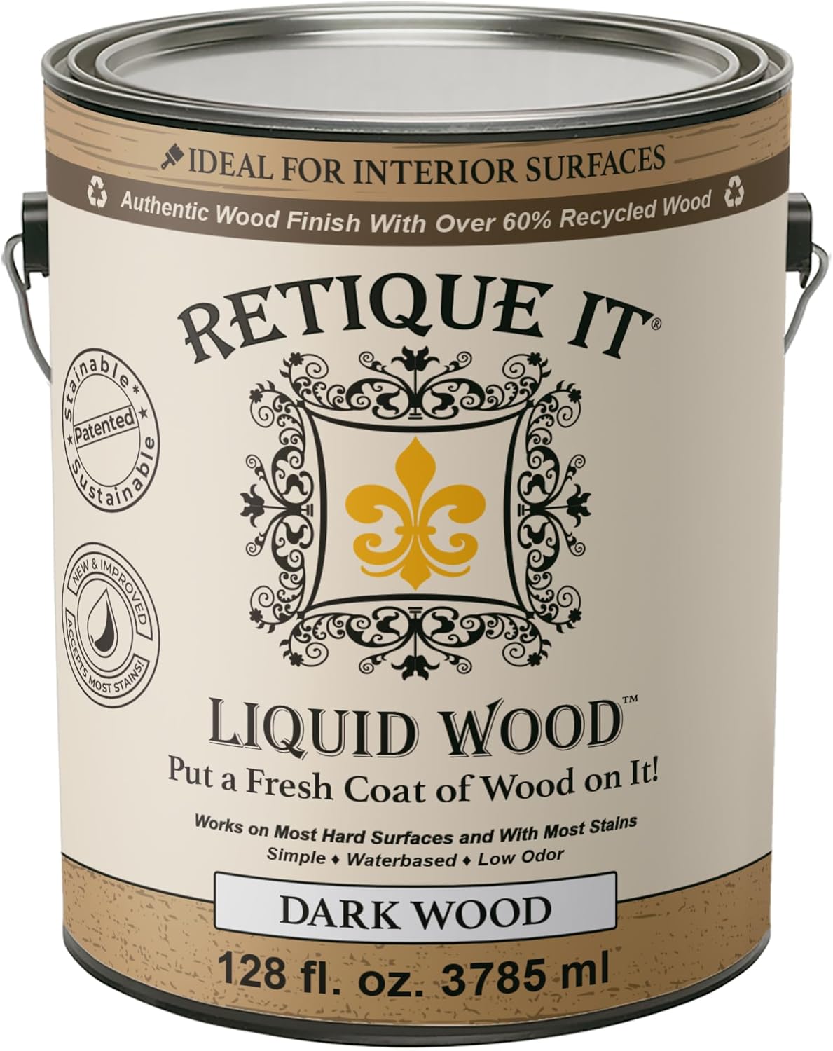 Retique It New and Improved Formula Liquid Wood Coatings - Stainable Primer - Paint It Then Stain it (Dark Wood, X-Large)