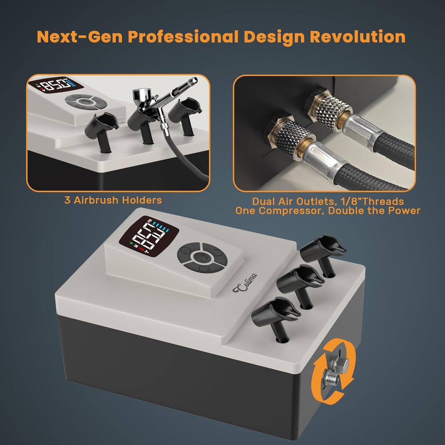 Colima Professional Airbrush Compressor – 85 PSI High-Performance, Ultra-Quiet, with Precision Pressure Control – Ideal for High-End Airbrushes