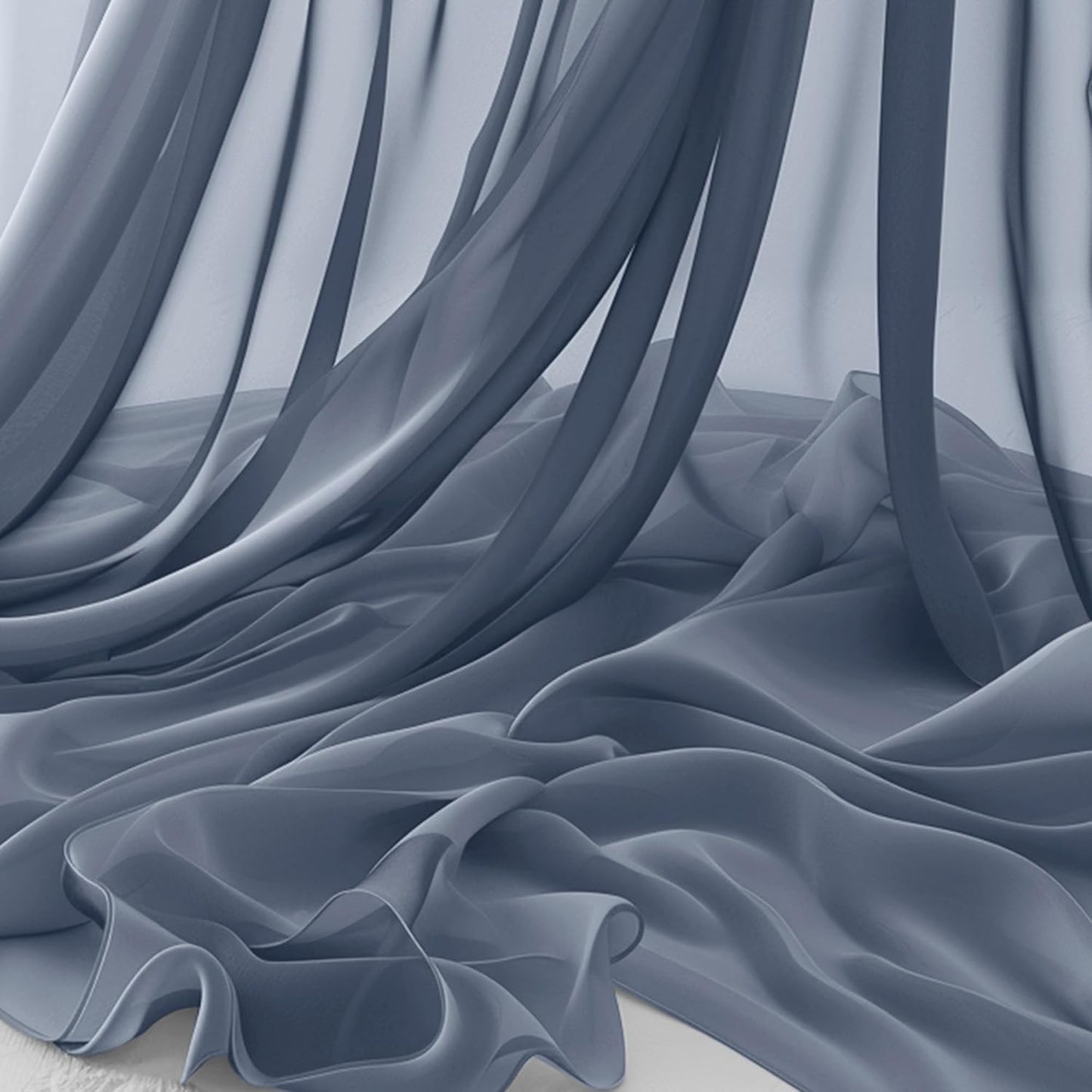 Horbaunal Dusty Blue Chiffon Fabric by The Yard, 10 Yard Continuous Sheer Fabric 59" Wide Soft Draping Fabric for Wedding Arch Draping Party Backdrop DIY Sewing