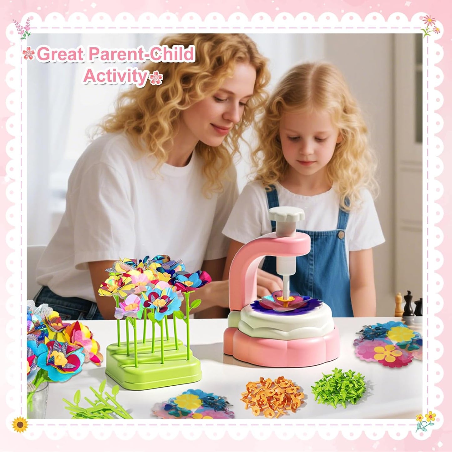 Xuoent Fabric Flower Bouquets Toys, Kids Craft Kits Ages 4-12, DIY Flower Making Kit, Creative Arts and Crafts for Kids, 4 5 6 7 8 Year Old Girl Birthday Gift