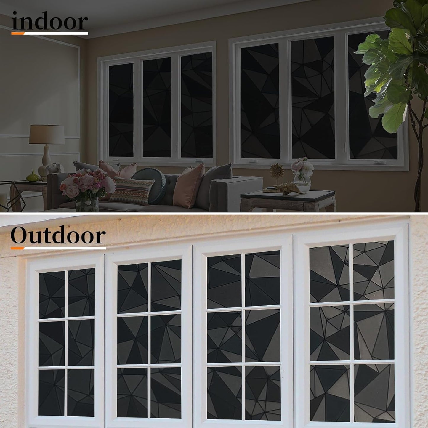 Niviy Blackout Window Privacy Film with Installation Tools Static Cling 100% Light Blocking Room Darkening, Heat Control Removable Window Tint for Home, Black Out Window Cover 23.6" by 118"