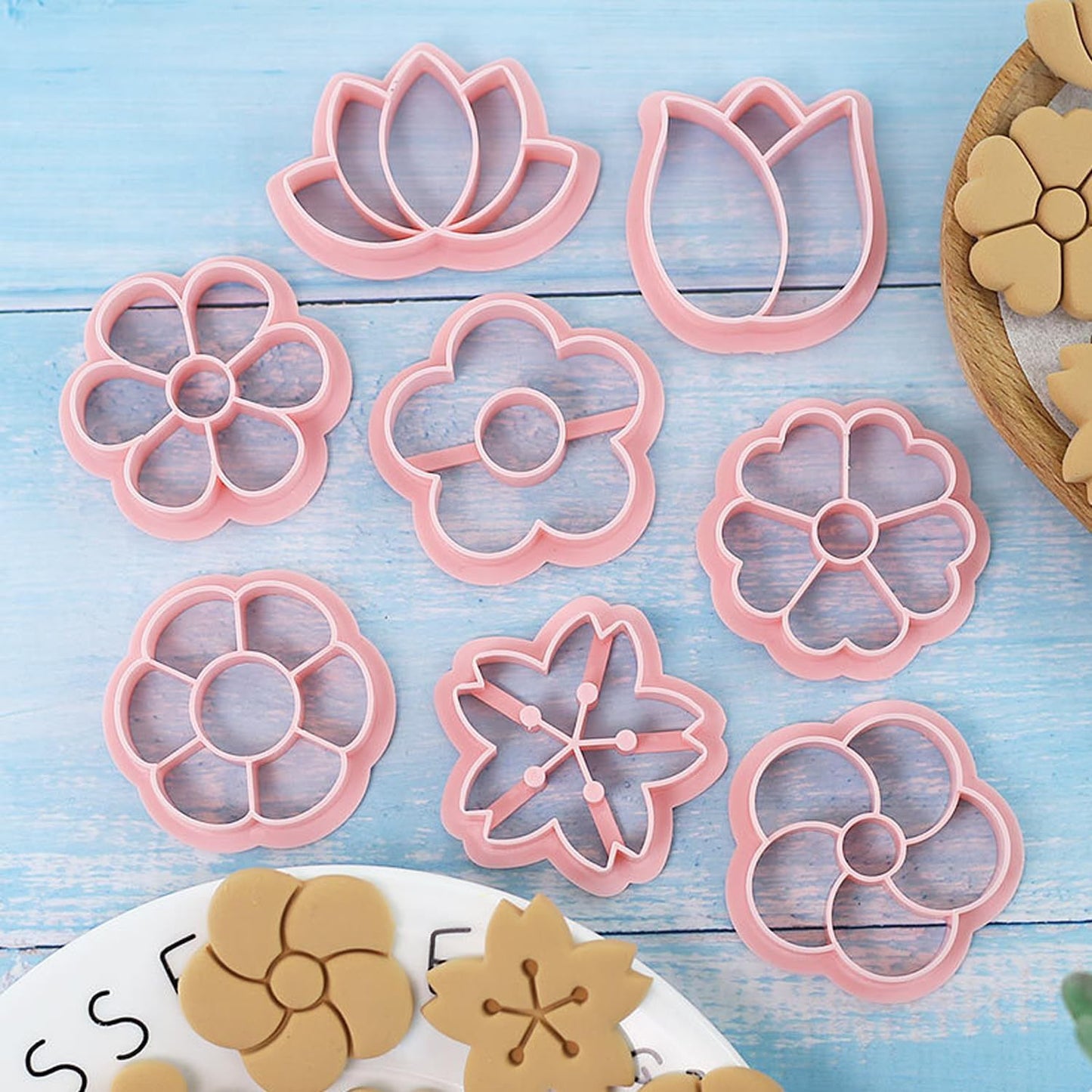 Flower Cookie Cutters Set, 3D Pressable Cookie Cutters Small Flower Biscuit Cutters Cake Baking Fondant Embosser Stamps Birthday Party DIY Cake Decorating Tools (flower)