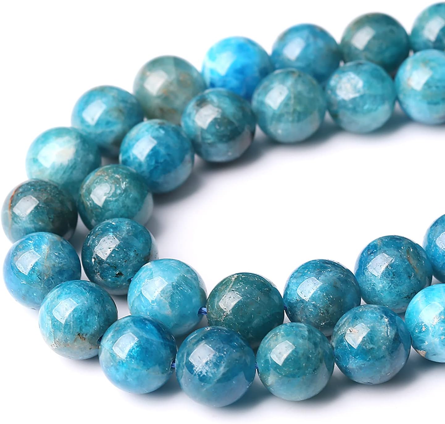90PCS 4mm AAA Natural Blue Apatite Stone Beads Gemstone Round Loose Spacer Beads for Jewelry Making DIY Bracelet Necklace 15"