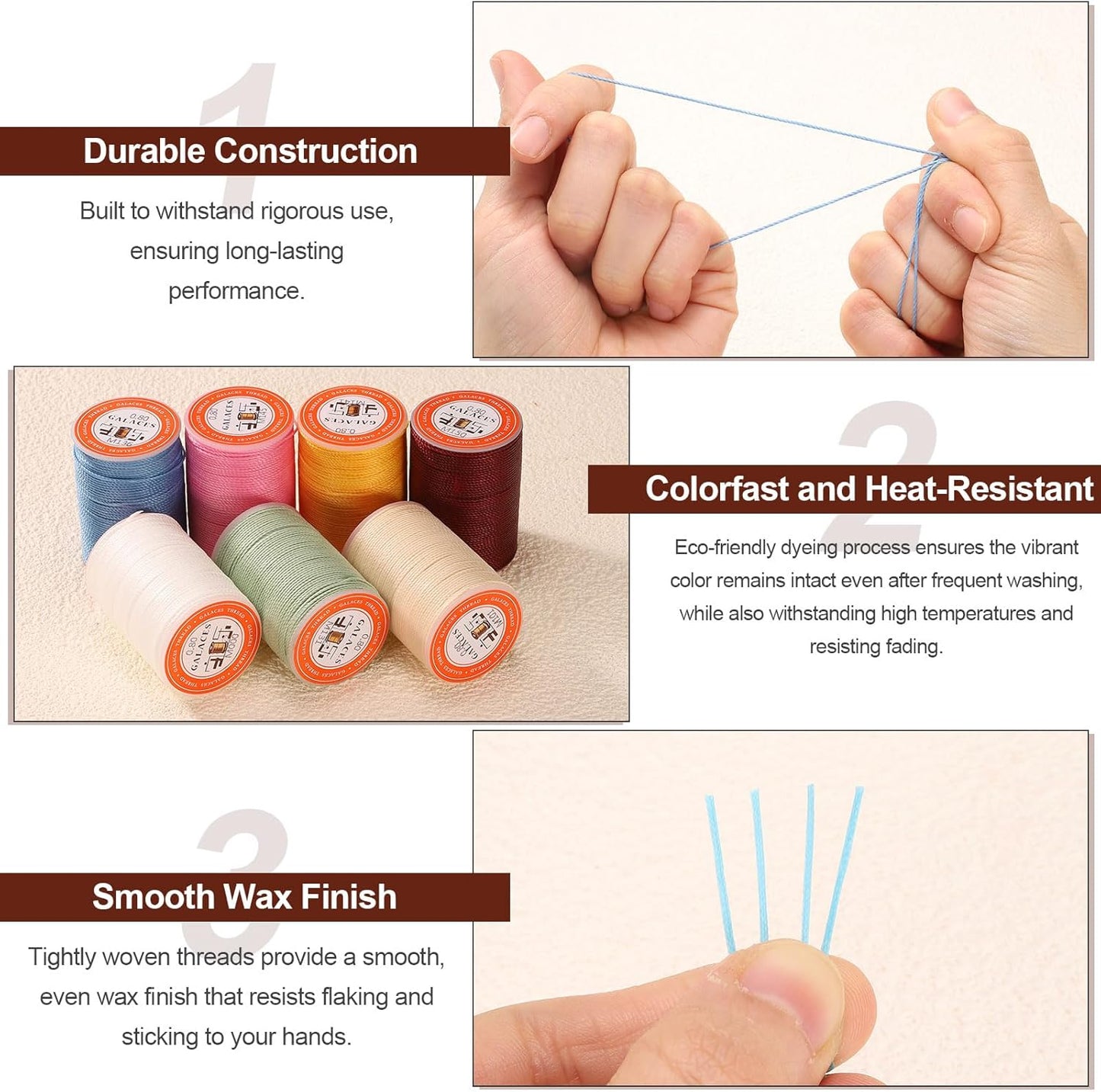 uxcell Round Leather Sewing Waxed Thread, 55m / 60 Yards Polyester Wax String, 0.80mm Wax Stitching Cord for Leather Crafts, Bookbinding, Bracelets Braided, Peacock Blue, 2pcs