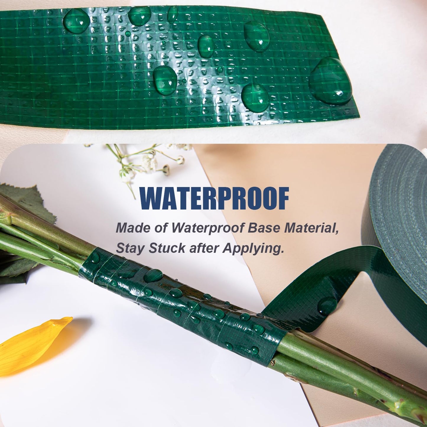 Green Floral Tape - Flower Wrap Adhesive Tape Bouquet Stem Wrapping and Floral Crafts, Wedding Bouquet Tape - 1/2 inch Wide and 180 FT Long