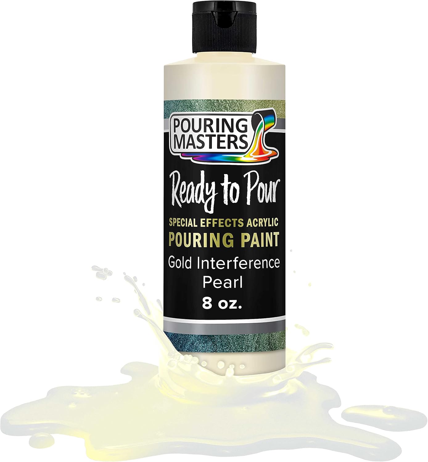 Pouring Masters Gold Interference Pearl Special Effects Acrylic Pouring Paint - Premium 8-Ounce Pre-Mixed Fluid Acrylic Paint - Fluid Art Supplies for Canvas, Wood, Paper, Tile & Rocks
