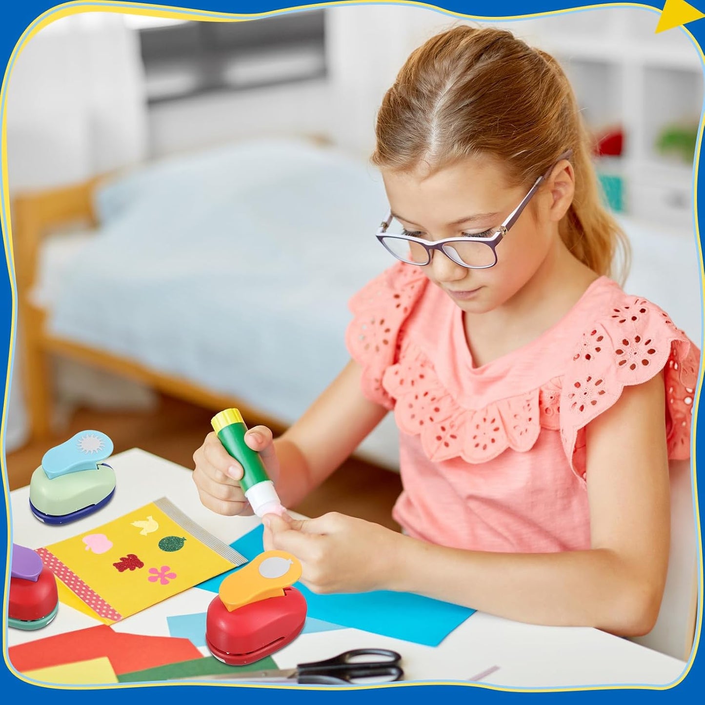 Harloon 10 Pcs Craft Hole Punch Shapes 1 Inch Paper Punch Hole Mix Shapes Cutters for Paper Crafting Scrapbooking Kids Teacher Office Supplies (Rich)