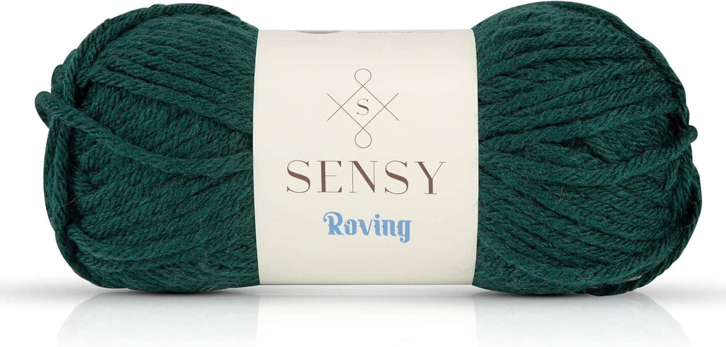 Sensy Roving Yarn, 3.5 oz, 132 Yards, Gauge 5 Bulky (Forest Green)