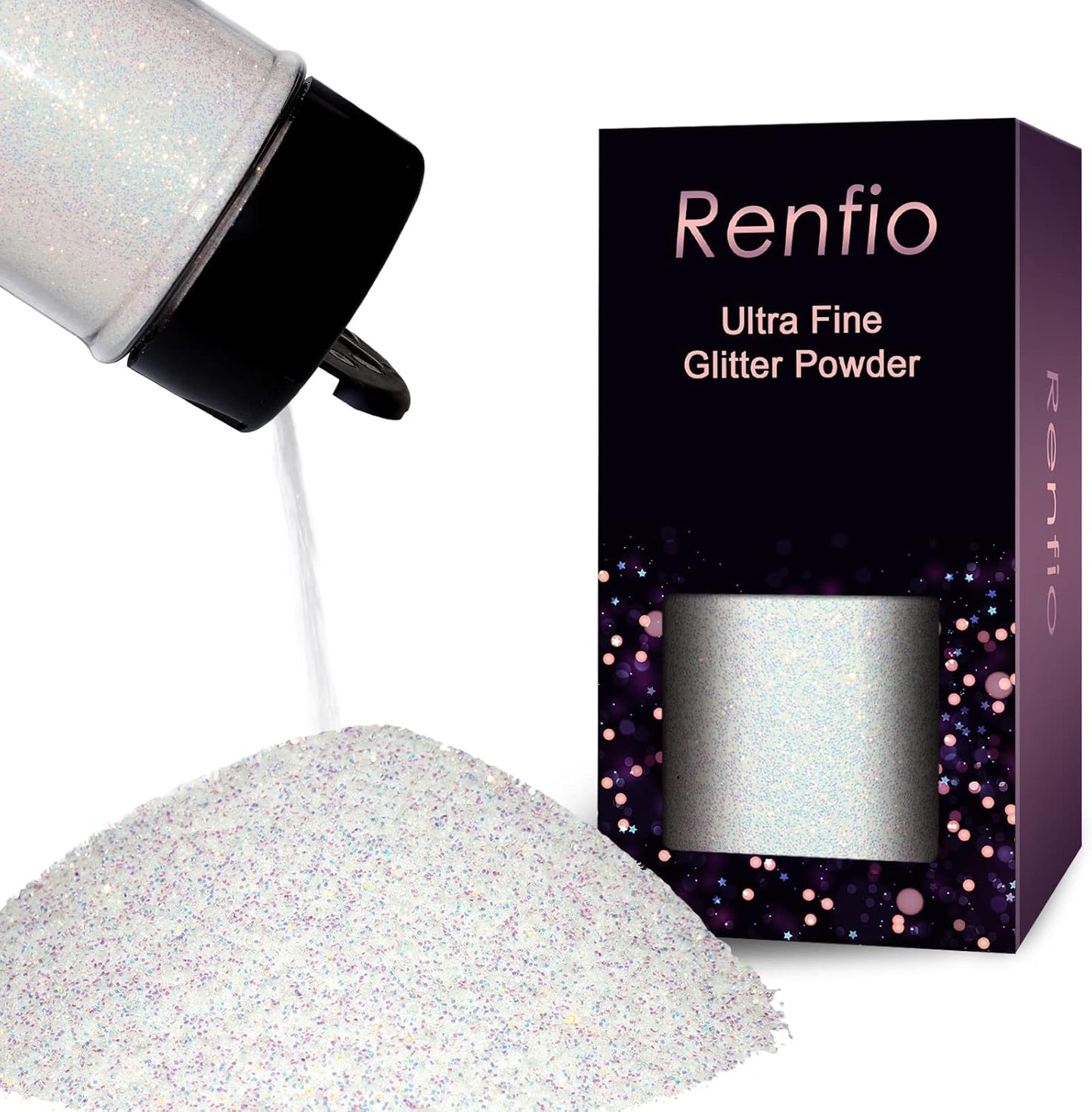 Renfio Iridescent Ultra Fine Glitter Powder Resin Supplies Glitters 1.94 Oz (55g) PET Flake Crafts Sequins 1/128" 0.008" 0.2mm Epoxy Chips Flakes for Tumblers Slime Painting - Colorful Blue