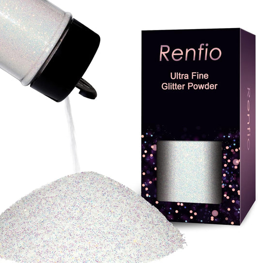 Renfio Iridescent Ultra Fine Glitter Powder Resin Supplies Glitters 1.94 Oz (55g) PET Flake Crafts Sequins 1/128" 0.008" 0.2mm Epoxy Chips Flakes for Tumblers Slime Painting - Colorful Blue