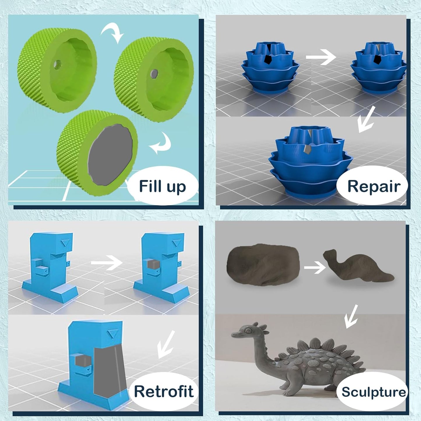 AB Epoxy Sculpt Clay, 2 Part Modeling Paste Clay Compound (A & B) 2 Pound, Epoxy Sculpture Clay for Sculpting, Modeling, Repairing, Filling and Retrofitting (White)