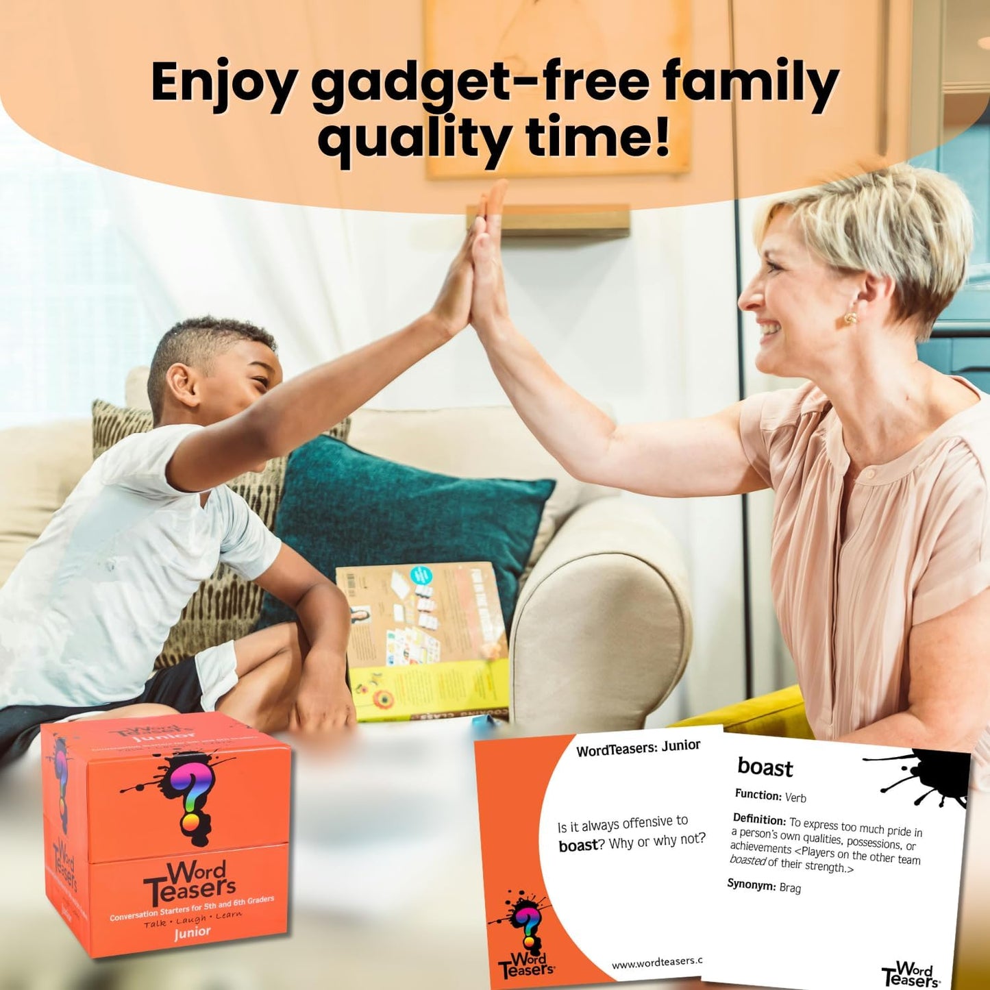 ? WORD TEASERS Junior - Vocabulary Word Game for Kids 8+ - Fun Family Conversation Starters - Reading Games for Elementary & Middle School - 150 Vocabulary Flash Cards/Conversation Cards