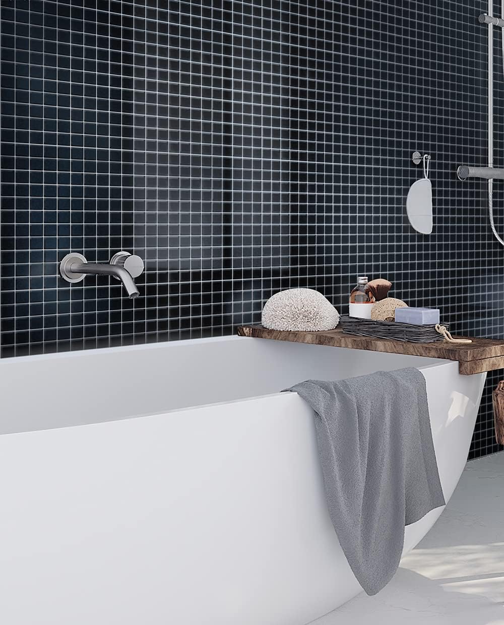 1"x1" Black Matte Finished Glass Mosaic Tile (9.67 Sq ft- Box of 10 Sheets)