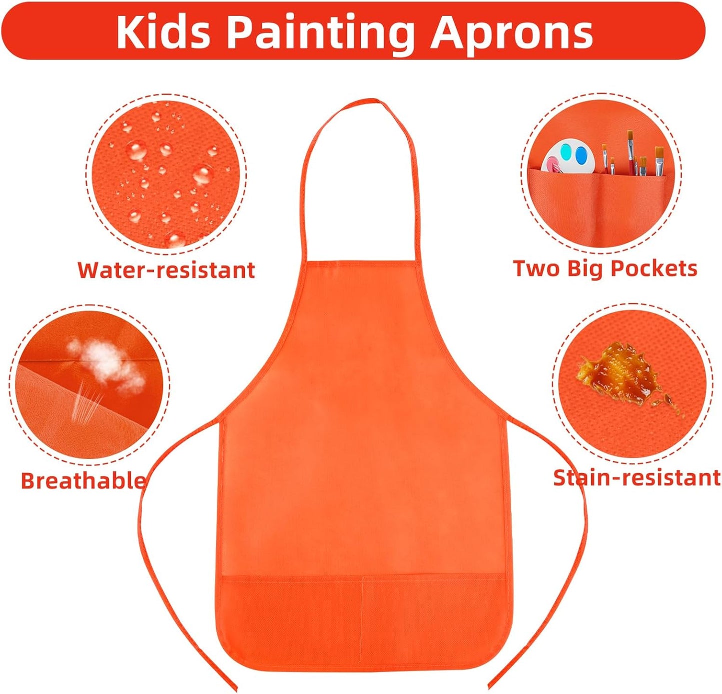 CHRORINE 6/12/24 Pack Kids Painting Apron Toddler Art Aprons for Kids Paint Apron Smock for Painting Cooking Craft Activity
