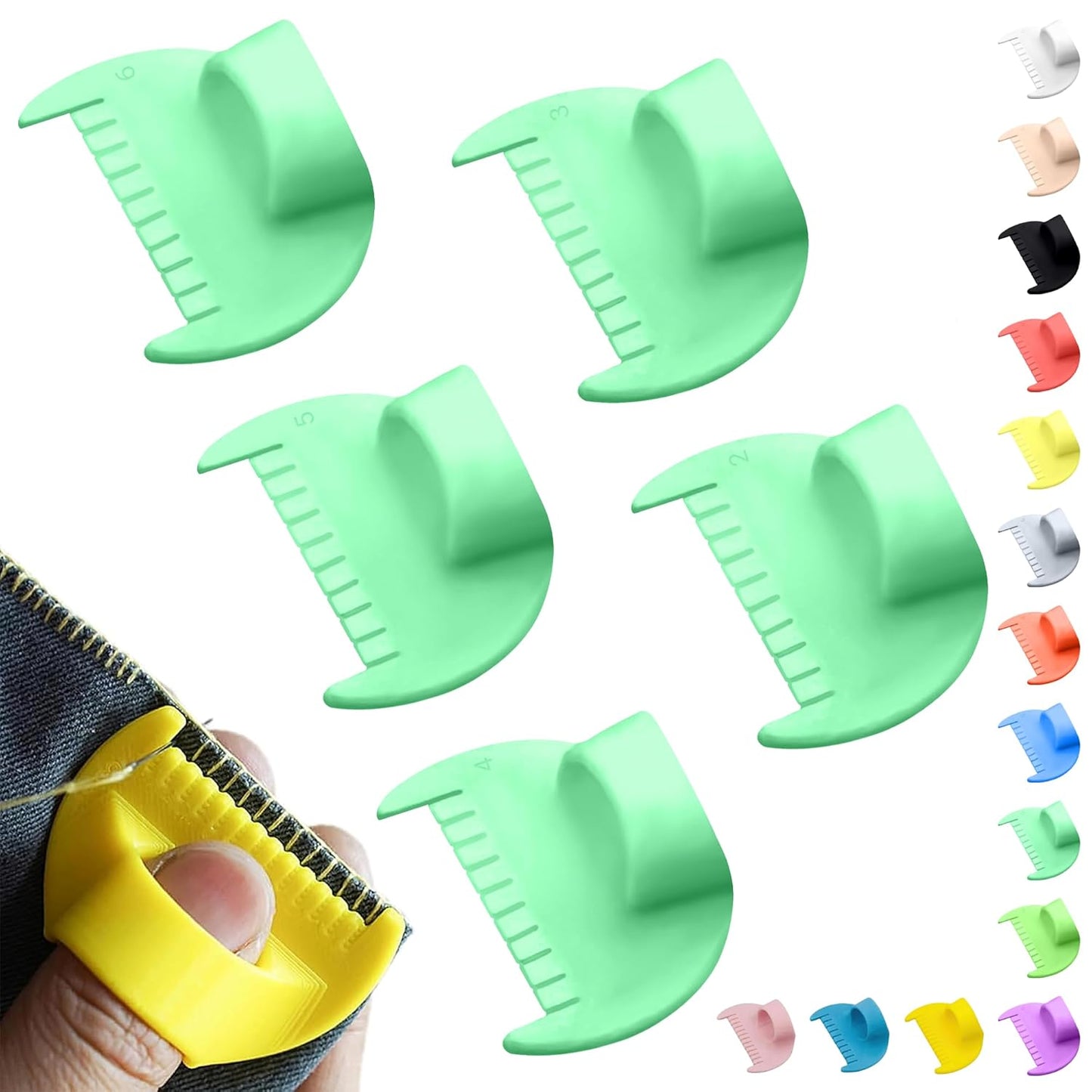 2mm-6mm Seam Guide for Hand Sewing Edge Lockranding Tool 5 PCS Set for Leather/Fabric/Craft Sew, Green