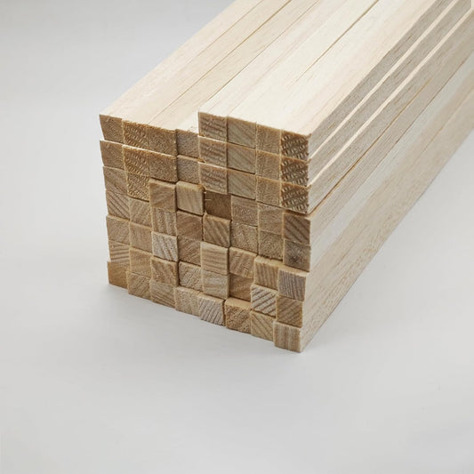 60pcs Dowel Rods 3/8 x 3/8 x 12 inch, Square Wood for Crafts & Model Making (3/8"x12"-60pcs)