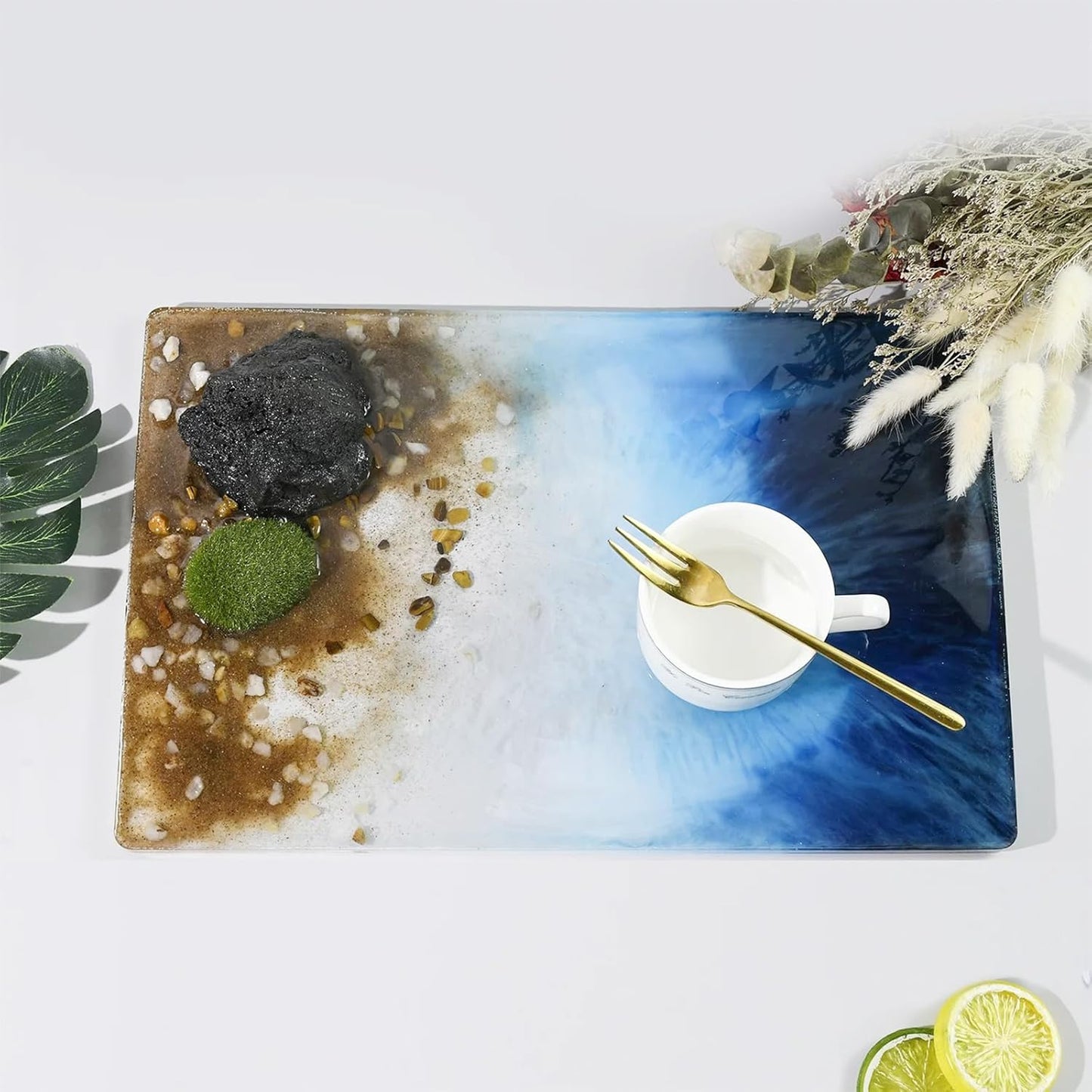 Large Silicone Molds for Epoxy Resin Table, 9 x 14 Inch Rectangle Resin Table Silicone Molds with Legs for DIY Art Home Decor, River Table, Cutting Board, Resin Art