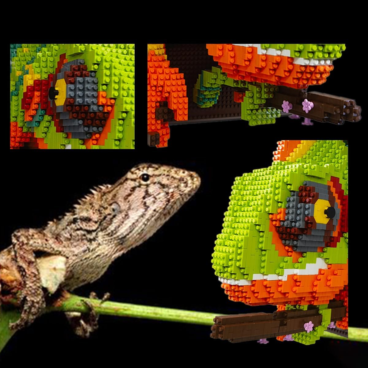 BDYDT Wall Art Chameleon Building Blocks Set; A Wall Decor Set for Adults Who Love Creative Hobbies(2688 Pieces) Toys Gifts for Kid and Adult