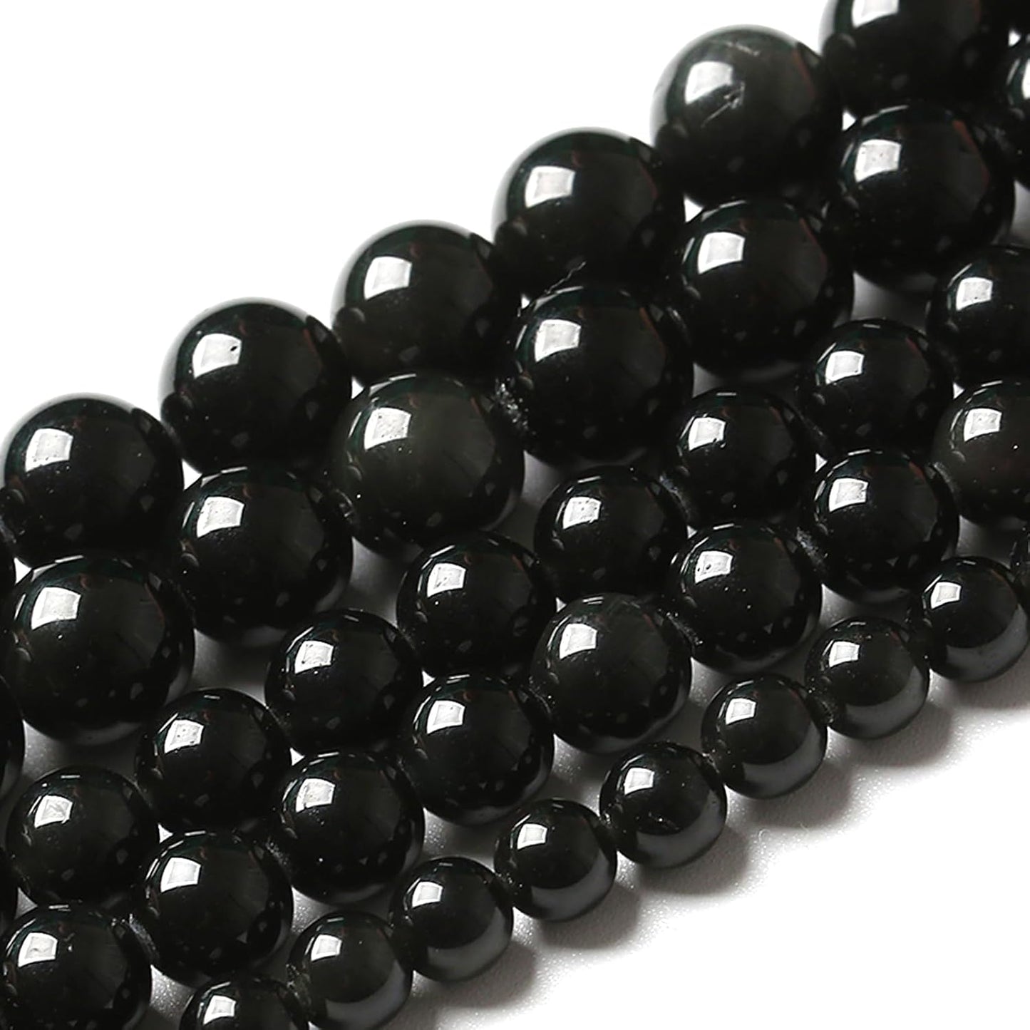 12MM 32pcs Natural Black Obsidian Stone Energy Healing Beads Round Loose Beads for Jewelry Making Bracelet 1 Strands 15"