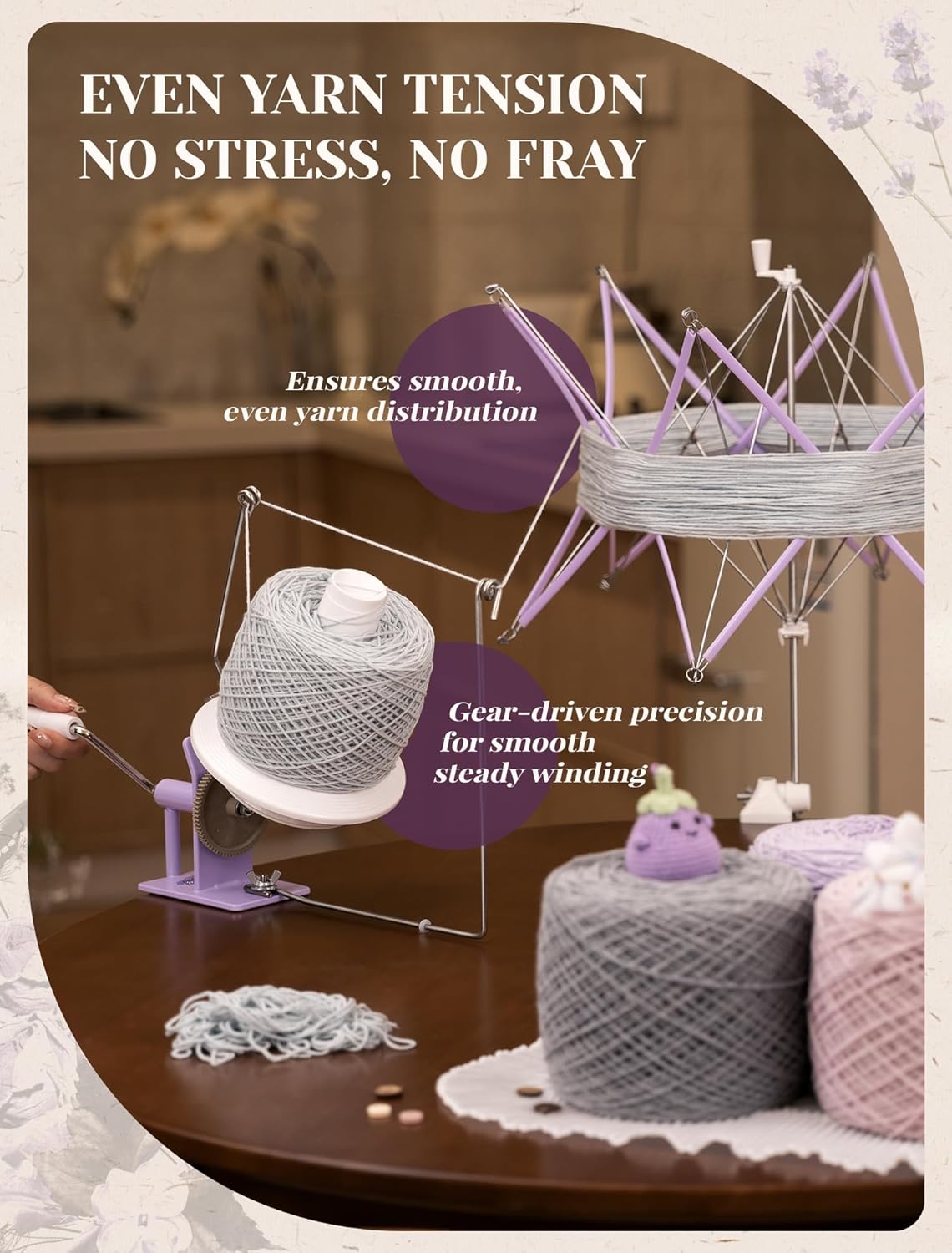 Adhafera Yarn Winder with Swift, Ball Winder for Crocheting, Large Capacity 10–16oz, Smooth Center-Pull Cake Spinner, Metal Craft Supplies for Knitting Enthusiast