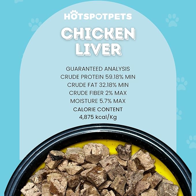 hotspot pets Freeze Dried Chicken Liver Treats for Cats & Dogs -1LB Big Bag-Made in USA- Single Ingredient All Natural, Grain-Free - Perfect for Training, Food Topper or Snack