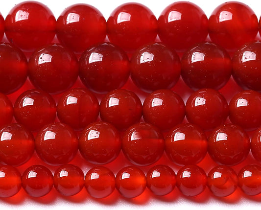 6MM 120pcs Semi-Precious Red Agate Beads Natural Stone Round Loose Beads for Jewelry Making DIY Bracelet Necklace 2 Strands 32"