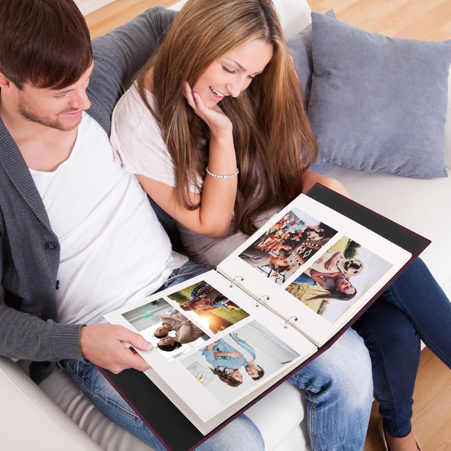 Zesthouse 18 In Photo Album Self Adhesive with Picture Display Window, 3-Ring Scrapbook Albums 60 Pages Holds 10x12 8x10 5x7 4x6 Photos, DIY Photo Book Ideal Gift for Family Wedding Baby