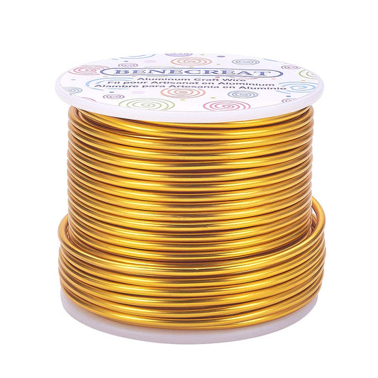 BENECREAT 10 Gauge Jewelry Craft Aluminum Wire 80 Feet Bendable Metal Sculpting Wire for Craft Floral Model Skeleton Making (Gold, 2.5mm)