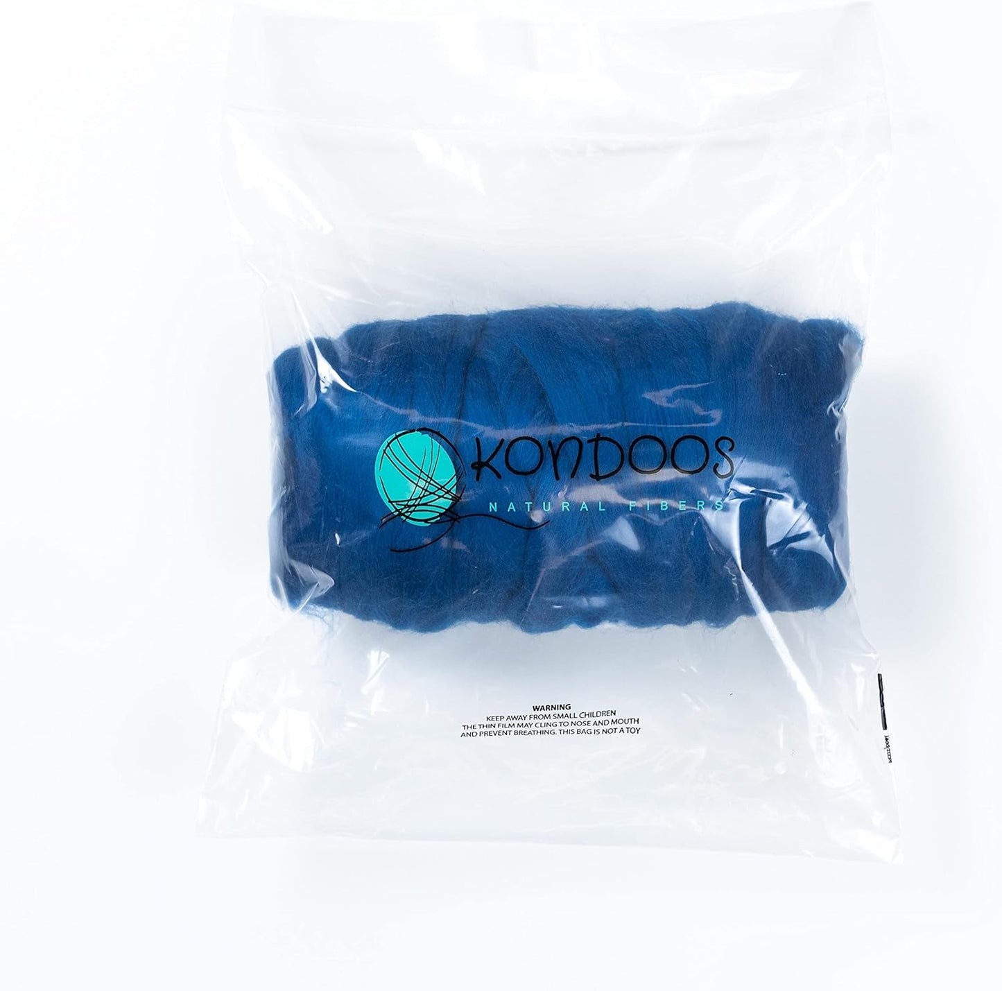 Kondoos Colored Natural Wool roving, 1 lb. Best Wool for Needle Felting, Wet Felting, handcrafts and Spinning. (Electric Blue, 1 lb)