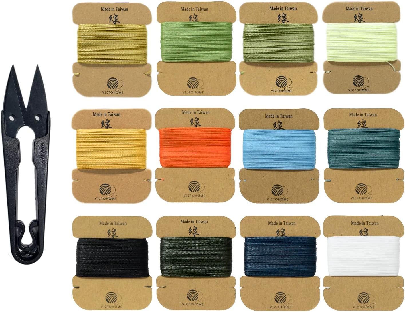 Bonded & Round Waxed Threads, 3-PLY Round Thread 12 Colors 384 Yards - Hand Sewing - All Leather Projects/Crafts/All-Purpose Threads/Macrame/Bracelet (0.45 mm, 32yd/Each)