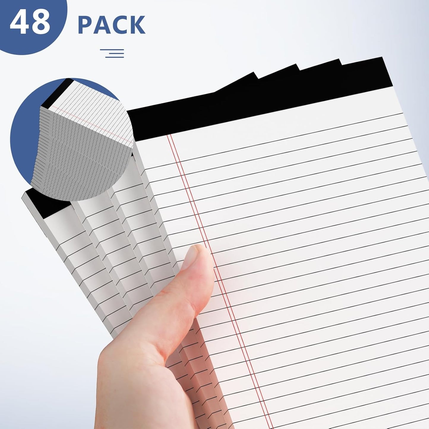 5" x 8" Note Pads 48 Pack of Legal Pads 30 Sheets Notepad College Ruled Small Writing Pads Perforated Pages Paper Pads 80GSM Heavyweight Paper Note Pads for Home, Office, or School