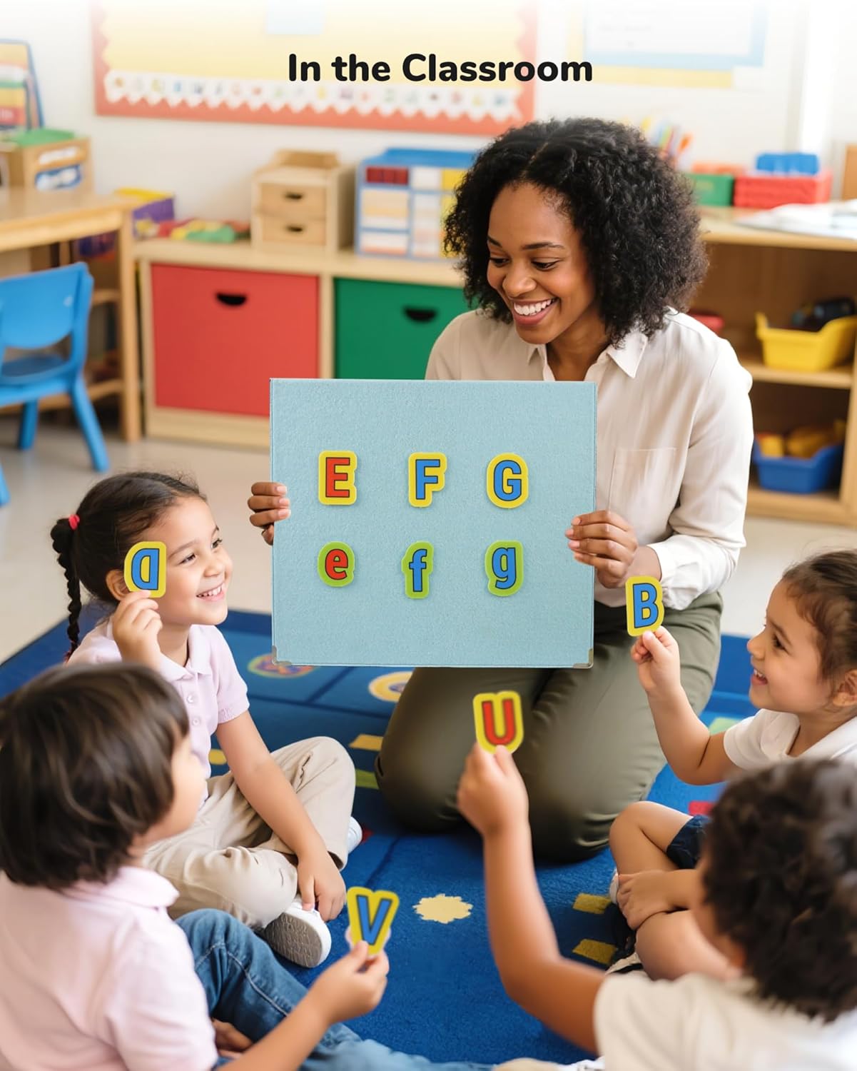 CHEFAN Foldable Felt Board for Toddlers 22 x 13, Freestanding Flannel Board for Kids, Preschool Classroom and Daycare Storytelling Display, Compatible with Felt Set, Blue