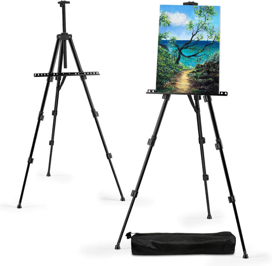 Art Painting Display Artist Easel Stand,Ns Jymb Portable Metal Adjustable Easels for Painting Canvases Height from 17 to 66 Inch - Carry Bag for Table-Top/Floor Displaying and Wedding Signs - Black