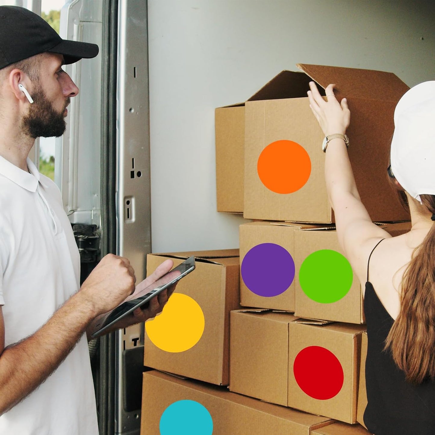 STARLIBOO 6" Round Large Colored Stickers Labels, Dots Circles Stickers for Moving，School, Home, Office, Business- 6 Colors -30 Packs