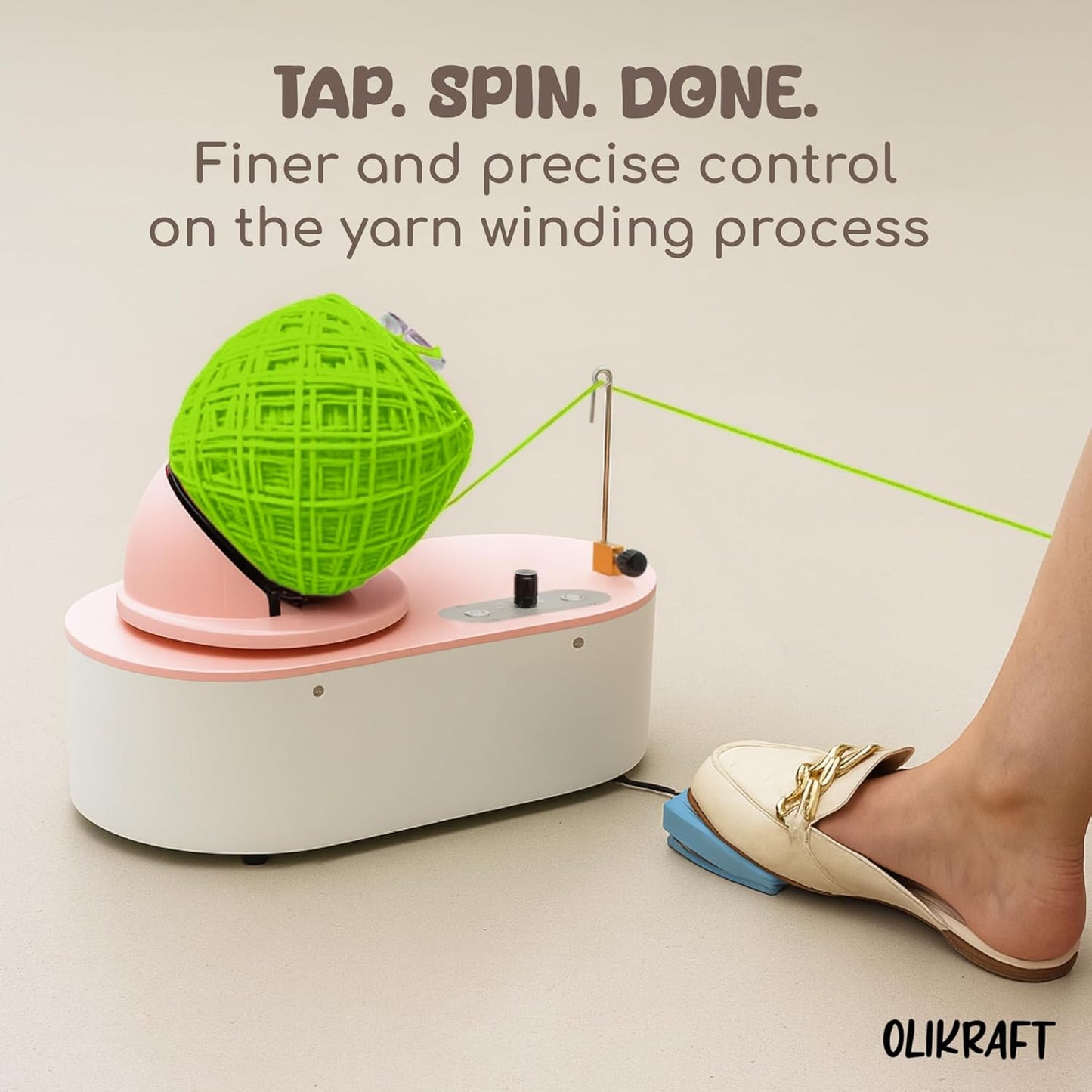 Olikraft Tabletop Electric Yarn Winder for Crocheting | Swift Electric Yarn Ball Winder Large Capacity | Ball Winders | Cake Winders | No Tensioner Included | No Clamp Required (Patented)