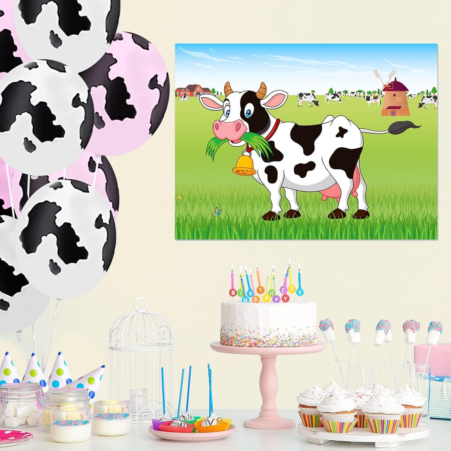 ASTARON Pin The Tail on The Cow Game with 30 Tail Stickers for Farm Birthday Supplies Pin Game, Boys Girls Animal Party Favors Christmas Decorations Home Wall Decor