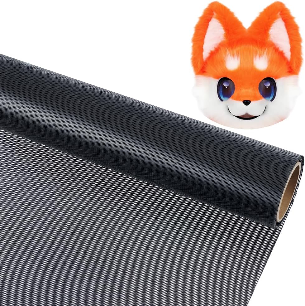 Fursuit Eye Mesh 78.74x15.74inch Black Waterproof PVC Plastic Mesh 0.45mm Thick Printable Fabric Meshs for Furry Cosplay, Props, Fursuits, Craft Making Home Decor Hole: 0.8mm