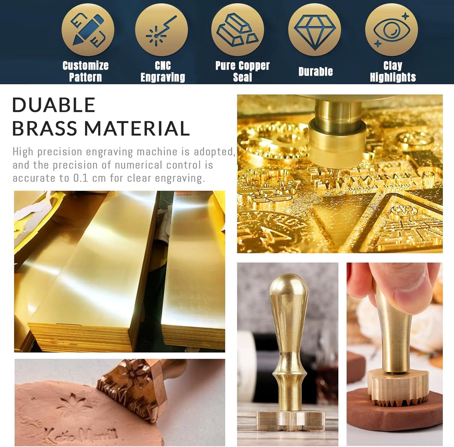 Custom Pottery Stamps for Clay Personalized Pottery Tool Kit Stamp with Own Design Signature Letters Gift for Potters DIY Lovers-2.5"