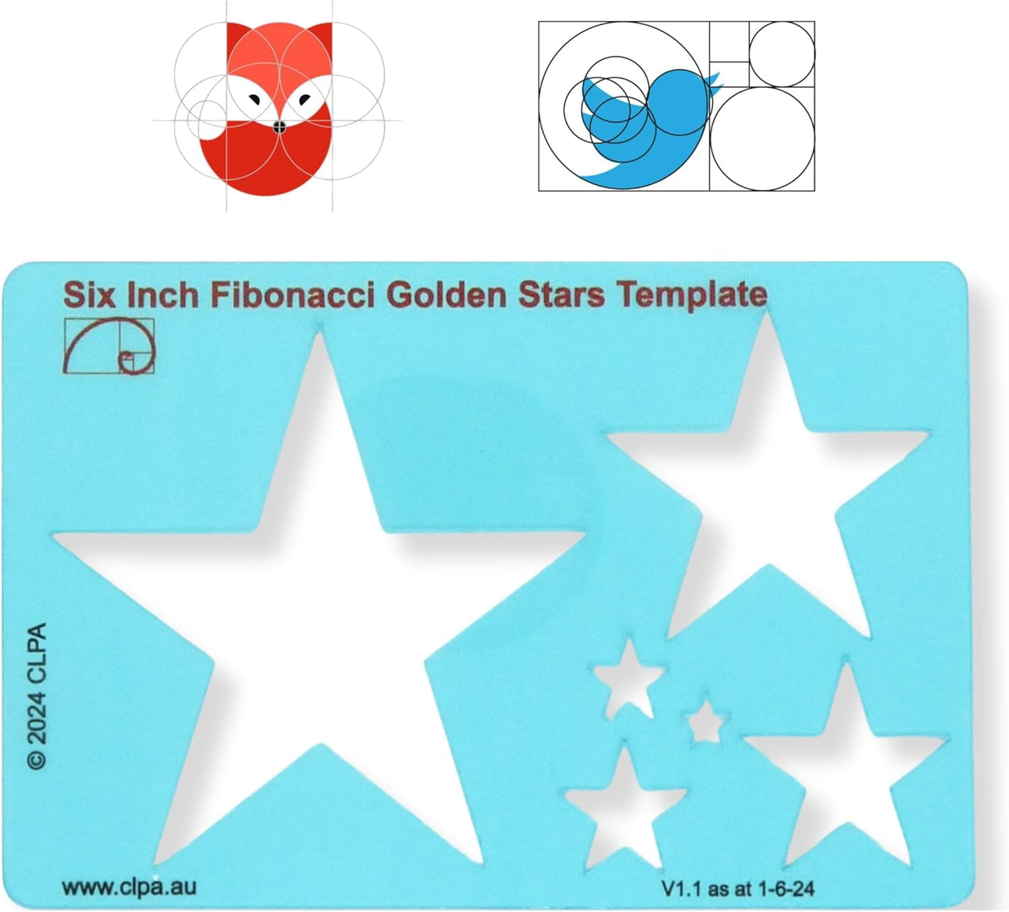 Star Stencil Template for Drawing and Drafting: A Fibonacci-Inspired Star Template for Drawing Tool for Artists Allows The Simple Application of The Golden or Divine Ratio for Artistic Design