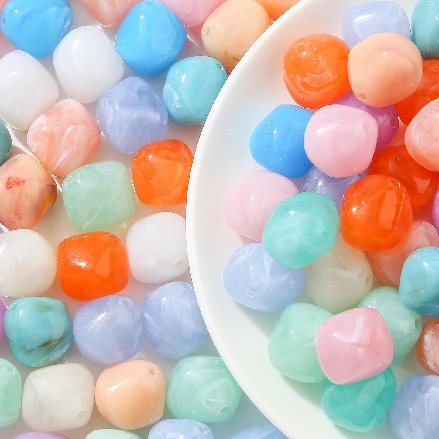 80pcs Acrylic Beads Large Imitation Marble Bead Vintage Colors Beads for Jewelry Making Bracelet Necklace Craft Making Supplies(18 * 19light Color)