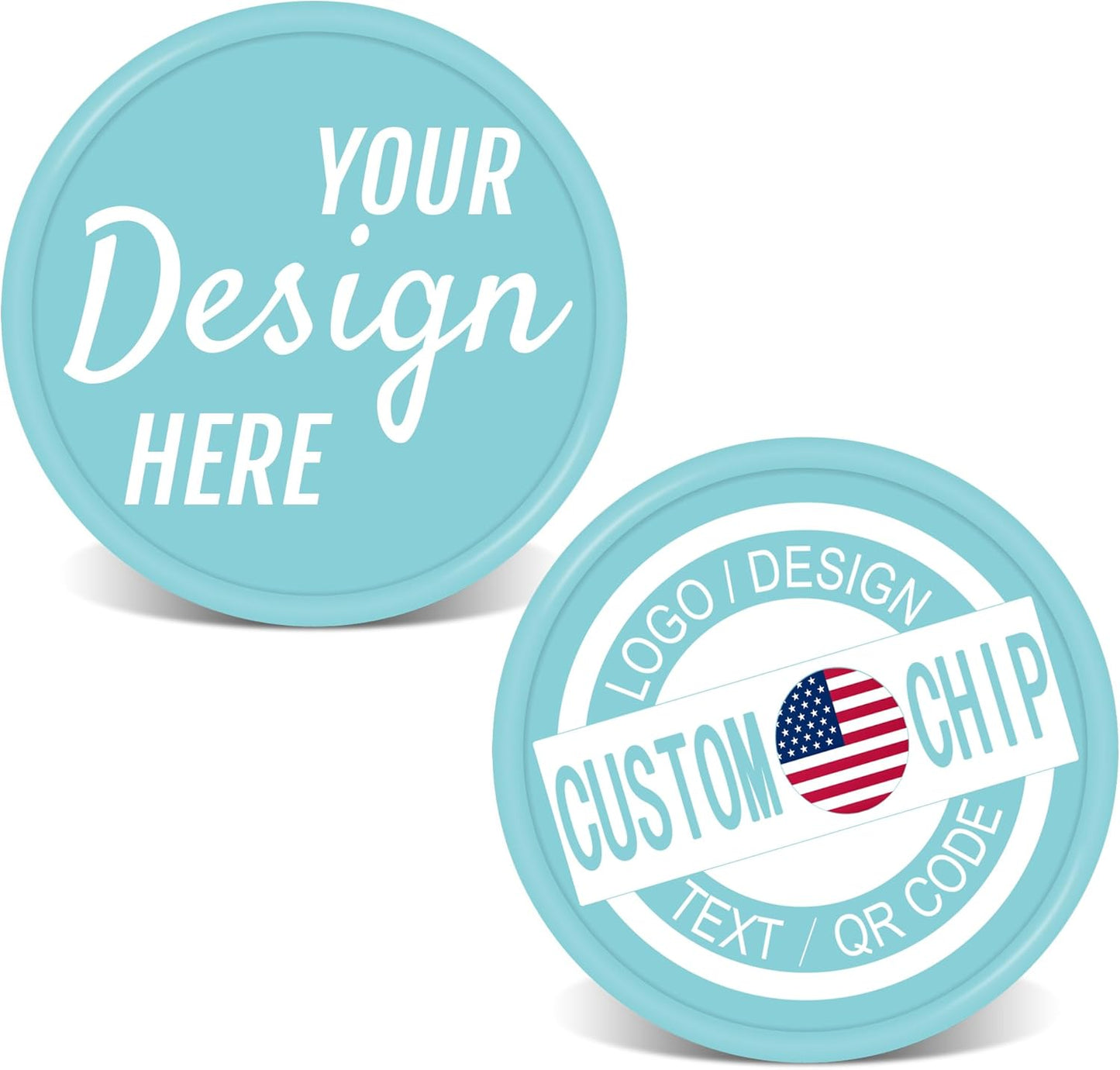 500 Personalized Plastic Chips, Custom Poker Chip, Print Your Logo Image or Text, Good for Golf Ball Markers, Challenge Coins, Business Cards, Drink Tokens