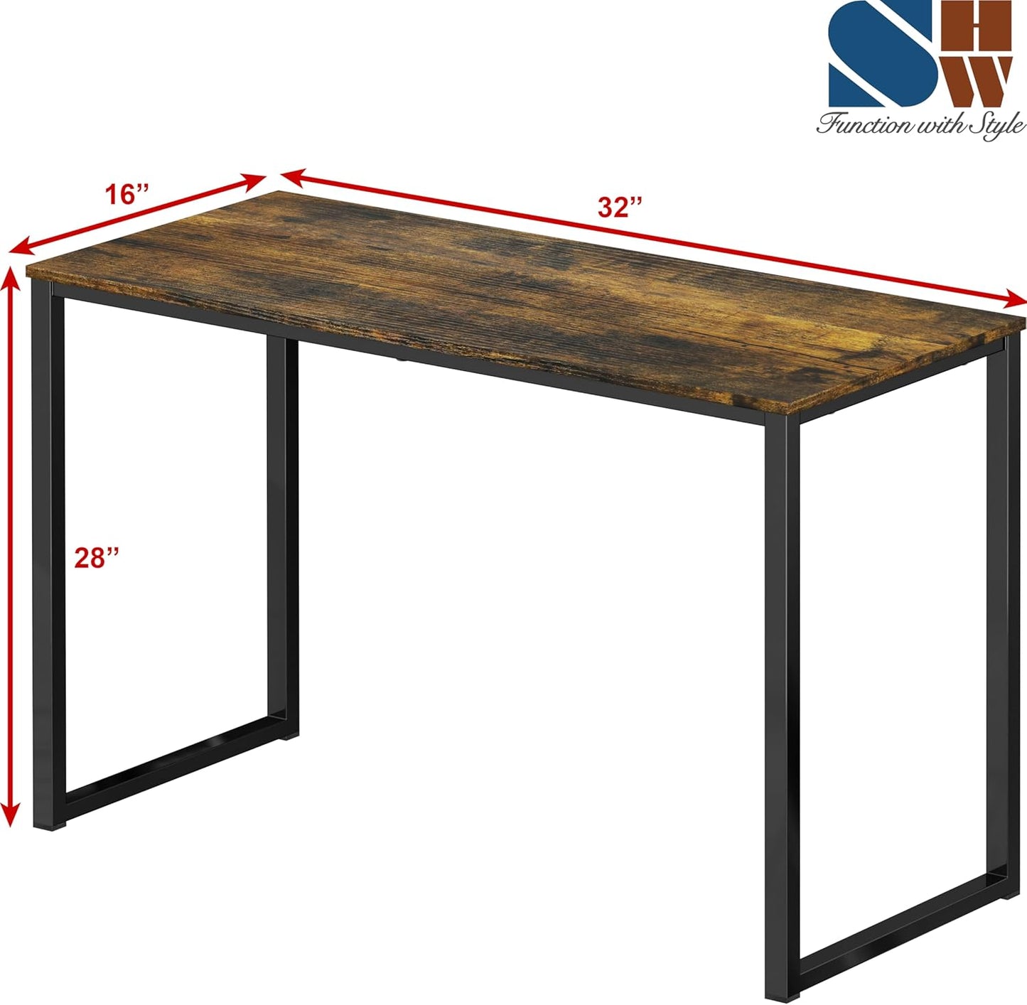 SHW Mission 32-Inch Home Office Computer Desk, Rustic Brown