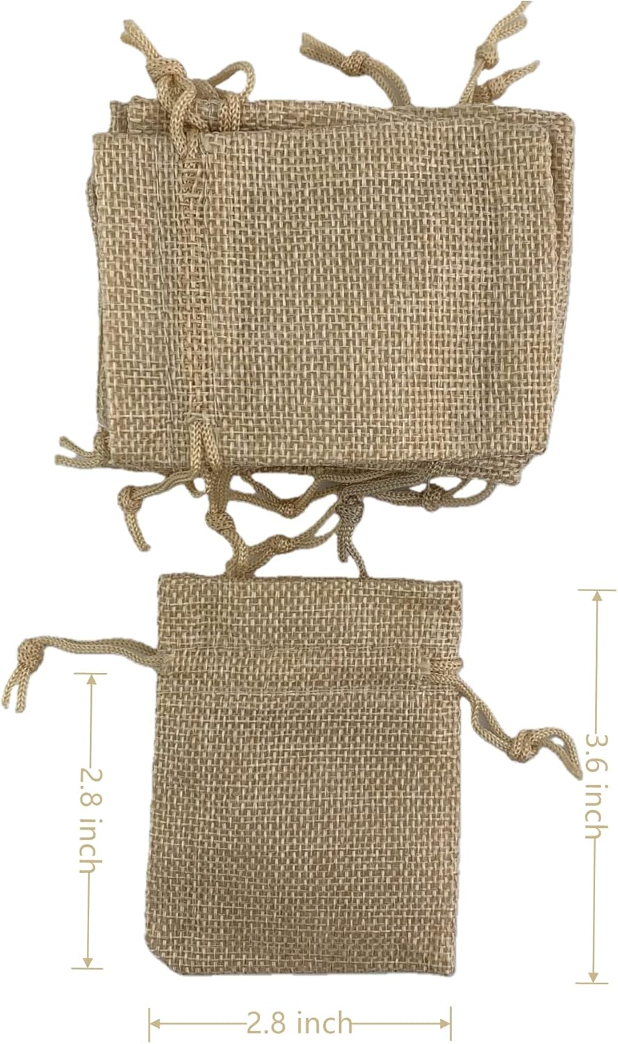 Palmhomee Pack of 25 Burlap Gift Bags with Drawstring Linen Pouches (2.8x3.6 Inch, Ivory) for Wedding, Birthday, Party, Bridal Shower, Baby Shower