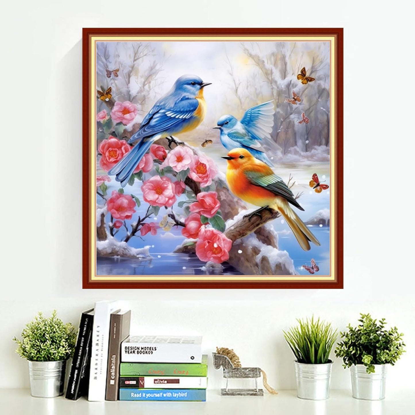 DMCVIVR Stamped Cross Stitch Kits for Adults Beginners Embroidery Kits 11CT Needlepoint Kits Cross Stitch Patterns Embroidery Patterns-Flower Birds 18x18 inch