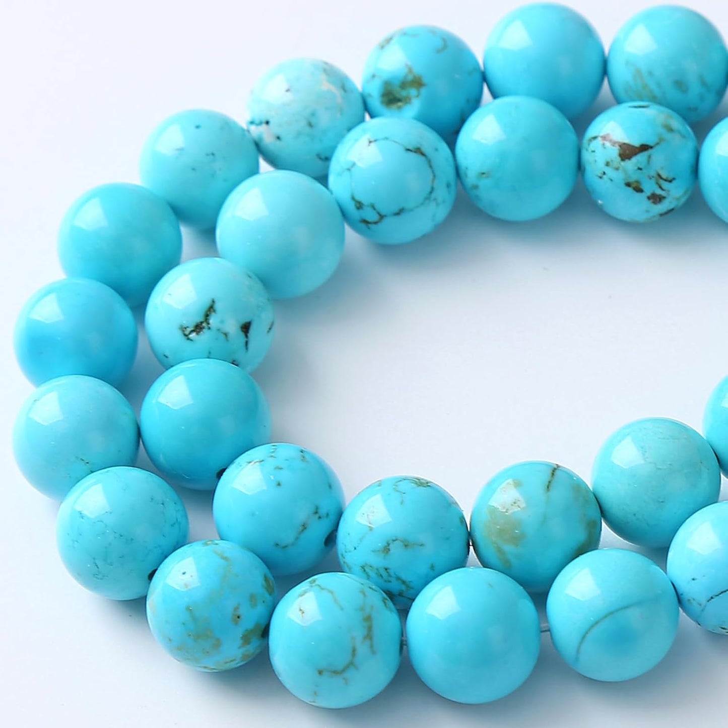 8MM Natural Turquoise Gemstone Beads Blue Stone Round Loose Beads for Jewelry Making Bracelet 90pcs 2 Strands 32"