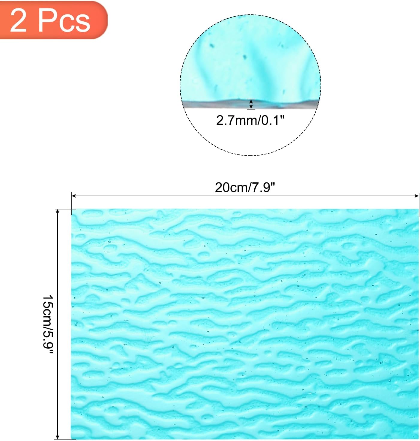 MECCANIXITY 2 Pcs Stained Glass Sheet Mosaic Tile 7.9 Inch x 5.9 Inch Sea Blue Stained Glass Sheets for Crafts DIY Art Project