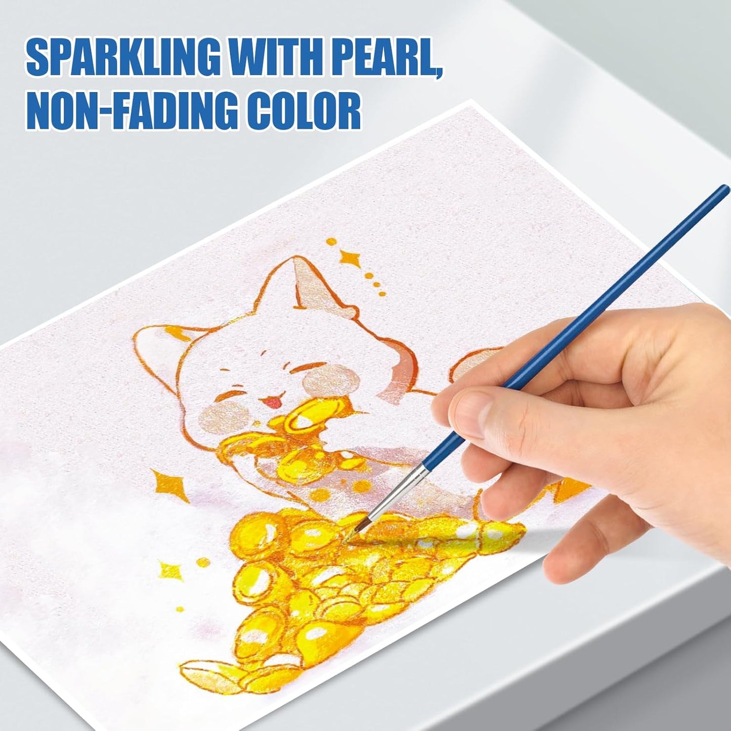 Mini Glitter Watercolor Paint Set, 20 Colors Shimmer Metallic Watercolour Painting Sets, Solid Pearl Water Color Paints for Kids, Adult, 1ml Trial Pack (Gold 20)